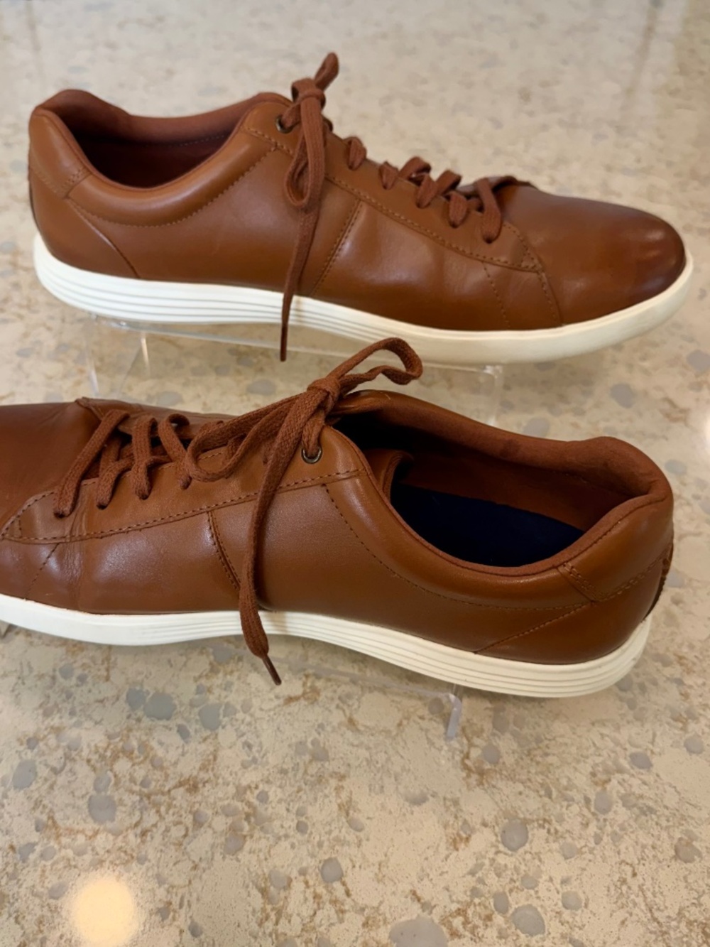 Men's Cole Haan Size 11.5M Cognac Leather Lace Up Sneakers, Arch Support - Picture 5 of 7